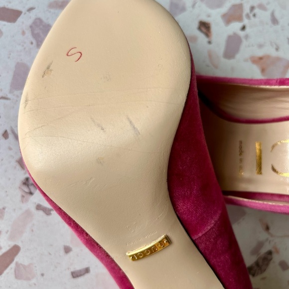 Gucci Pink Velvet Heels 474467  39  0 5 M - Picture 12 of 13